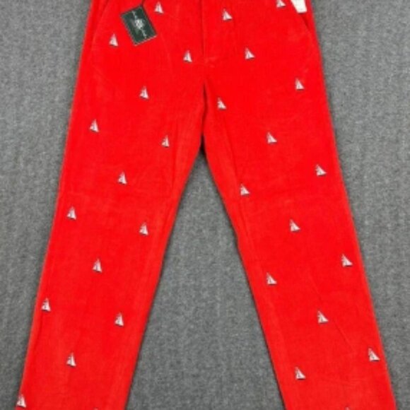 Brooks Brothers Country Club Pants Mens 33x32 Red Sailboat Corduroy Trousers NEW - Picture 2 of 12